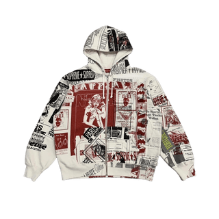 Supreme Collage Zip Hoodie White