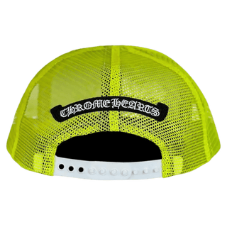 Chrome Hearts Cemetery Cross Trucker Hat Neon Yellow