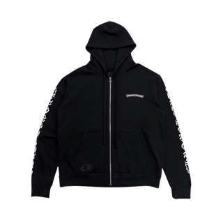 Chrome Hearts Scroll Logo Zip Up Hoodie Black