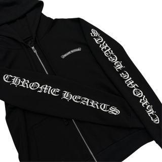 Chrome Hearts Scroll Logo Zip Up Hoodie Black