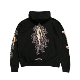 Chrome Hearts Deadly Doll Jessie Jo Stark Pink Cemetery Logo Zip Up Hoodie Black