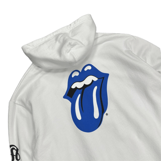 Chrome Hearts Rolling Stones Blue Lips Logo Hoodie White