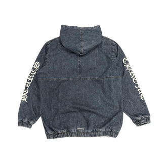Chrome Hearts 3 Cross Patch Denim Quarter Zip Hoodie