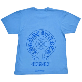 Chrome Hearts Blue Miami Horseshoe Logo T-Shirt