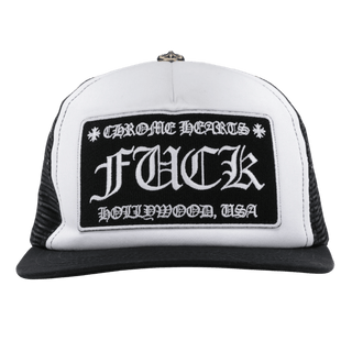 Chrome Hearts FUCK Hollywood Trucker Hat Black/White