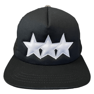 Chrome Hearts Leather Star Trucker Hat Black/White