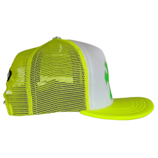 Chrome Hearts Cemetery Cross Trucker Hat Neon Yellow