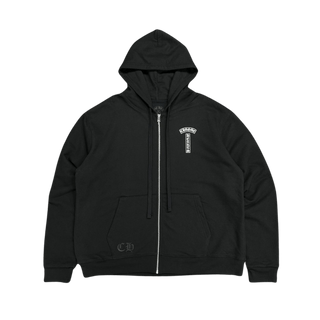 Chrome Hearts T Scroll Logo Thermal Zip Up Hoodie Black