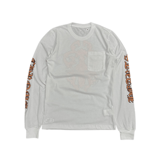 Chrome Hearts Stripe Dagger Logo Long Sleeve T-Shirt White