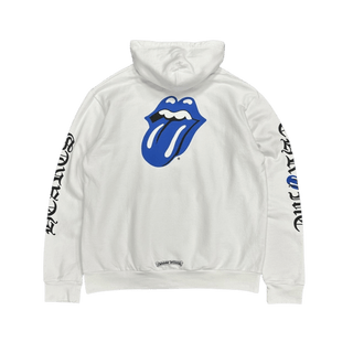 Chrome Hearts Rolling Stones Blue Lips Logo Hoodie White