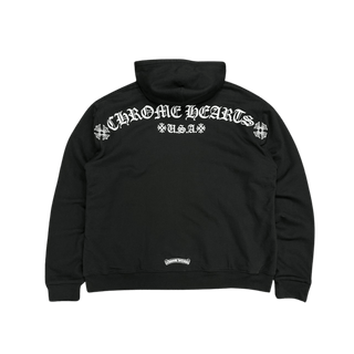 Chrome Hearts T Scroll Logo Thermal Zip Up Hoodie Black