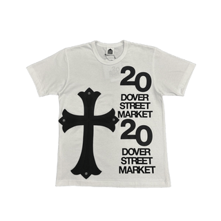 Chrome Hearts DSM Dover Street Market 20th Anniversary XL Leather Cross Patch T-Shirt White