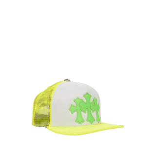 Chrome Hearts Cemetery Cross Trucker Hat Neon Yellow