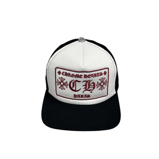 Chrome Hearts CH Paris Exclusive Logo Trucker Black White Red
