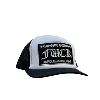 Chrome Hearts FUCK Hollywood Trucker Hat Black/White