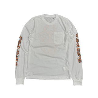 Chrome Hearts Stripe Dagger Logo Long Sleeve T-Shirt White