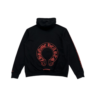 Chrome Hearts Horseshoe Logo Hoodie Black Red