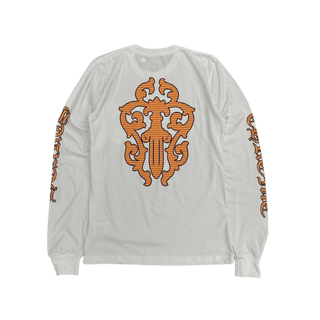 Chrome Hearts Stripe Dagger Logo Long Sleeve T-Shirt White