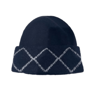 Chanel Argyle Logo Embroidered Beanie Navy