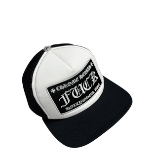 Chrome Hearts FUCK Hollywood Trucker Hat Black/White