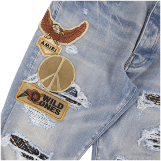 Amiri Biker Patch Jean Clay Indigo