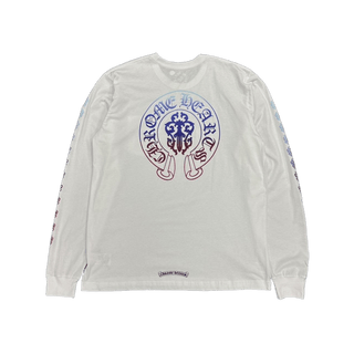 Chrome Hearts Gradient Horseshoe Dagger Logo Long Sleeve T-Shirt White