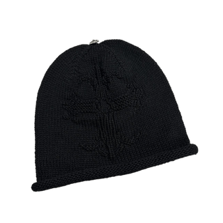 Chrome Hearts Cashmere Hand Woven Cross Pattern Logo Beanie Black