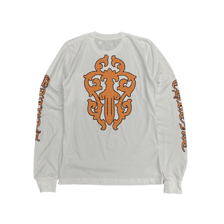 Chrome Hearts Stripe Dagger Logo Long Sleeve T-Shirt White