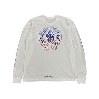 Chrome Hearts Gradient Horseshoe Dagger Logo Long Sleeve T-Shirt White