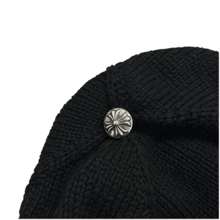Chrome Hearts Cashmere Hand Woven Cross Pattern Logo Beanie Black