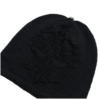 Chrome Hearts Cashmere Hand Woven Cross Pattern Logo Beanie Black