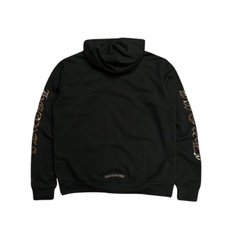 Chrome Hearts Exclusive Brown Vertical Logo Zip Up Hoodie Black