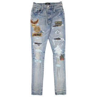 Amiri Biker Patch Jean Clay Indigo