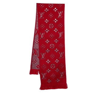 Louis Vuitton Red Wool/Silk Logomania Shine Scarf