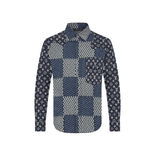 Louis Vuitton x Nigo MNGM Waves Giant Damier Flannel Shirt Indigo