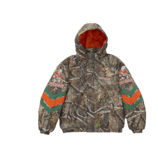 Supreme Mitchell & Ness NCAA Hooded Stadium Jacket Woodland Camo