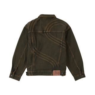 Supreme S Logo Denim Trucker Jacket Dirty Green