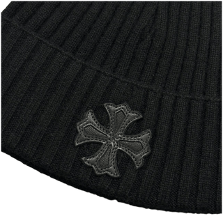 Chrome Hearts Cashmere Plus Cross Leather Patch Beanie