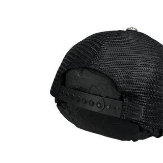 Chrome Hearts St. Barths Exclusive Purple 3 Leather Cross Patch Trucker Cap Black