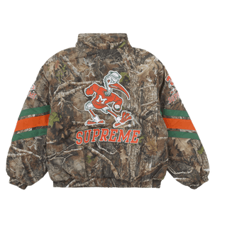 Supreme Mitchell & Ness NCAA Hooded Stadium Jacket Woodland Camo
