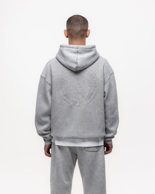 Magiri Embroidered Acid Wash Hoodie in Washed Oatmeal