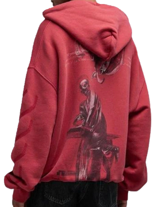 Off-White St Matthew Design Washed Hoodie in Red