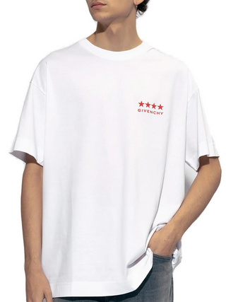 Givenchy 4-Star Printed Logo T-Shirt in White