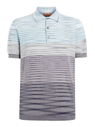 Missoni Slub Pattern Polo in Light Blue and Purple