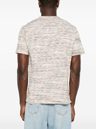 Missoni Slub Stripe Print T-Shirt in Orange White