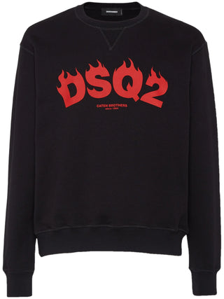 Dsquared2 DSQ2 Flame Print Sweatshirt in Black