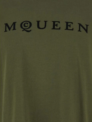 Alexander McQueen Flocked Logo T-Shirt in Green