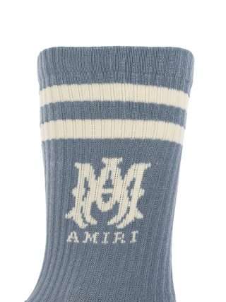 Amiri MA Stripe Socks in Dusty Blue