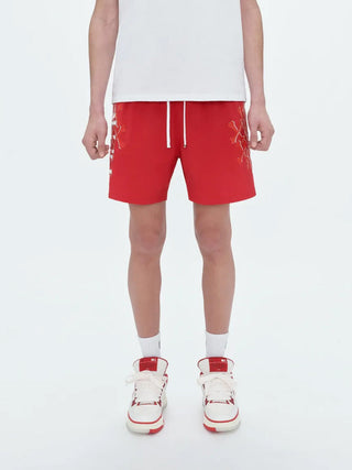 Amiri Bones Printed Swim Shorts in Red