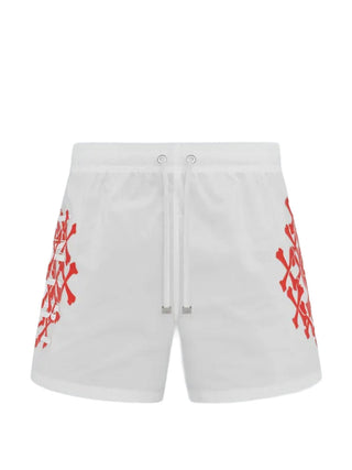 Amiri Bones Printed Swim Shorts in White